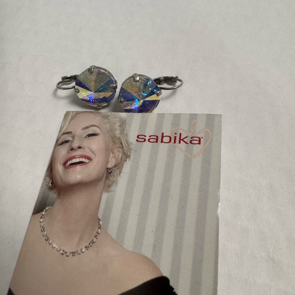 Sabika Iridescent Silver and Blue Earrings - Picture 6 of 6